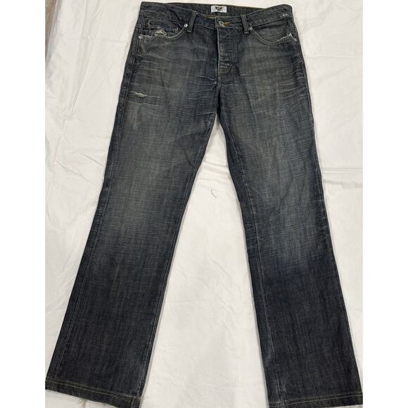 Vintage Antik Denim Jeans 33 Y2K Goth Punk Button Fly Western Boot Cut Blue - Picture 1 of 6